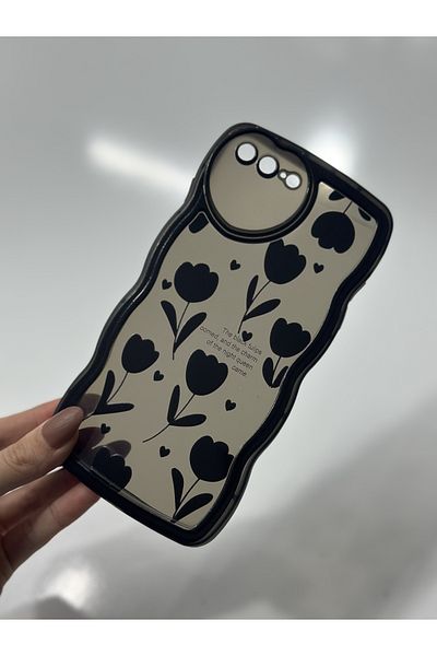Go Aksesuar حافظة بتصميم توليب أسود متوافقة مع هاتف iPhone 7 PLUS و8 PLUS