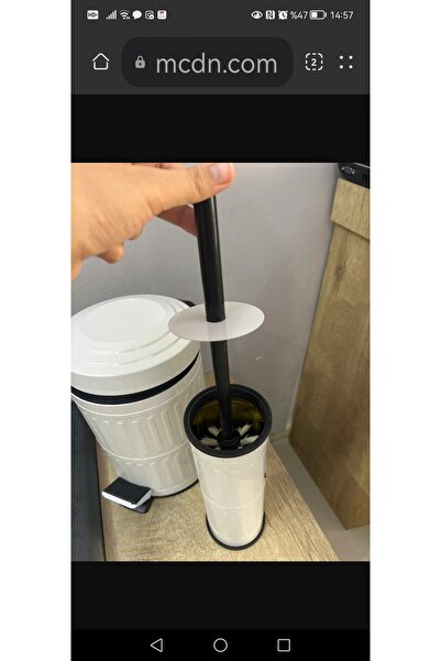 tozlupazar Vintage 2 Liter Dustbin Trash Can Bathroom Set Striped Model White 5 Liter And WC Brush Set