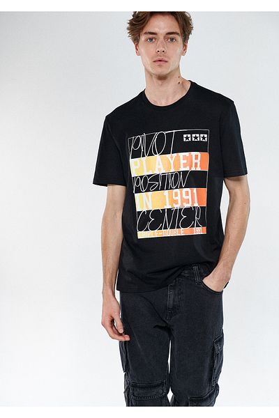 Mavi Player Printed Black T-Shirt Regular Fit / Normal Cut 0611138-900