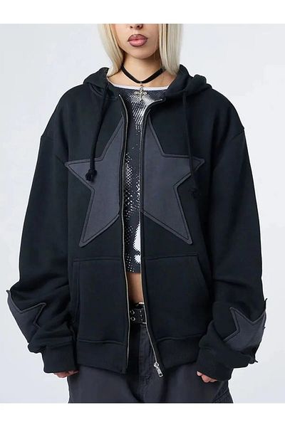 Gofeel Star Detailed Oversize Pocket Cardigan - Y2k