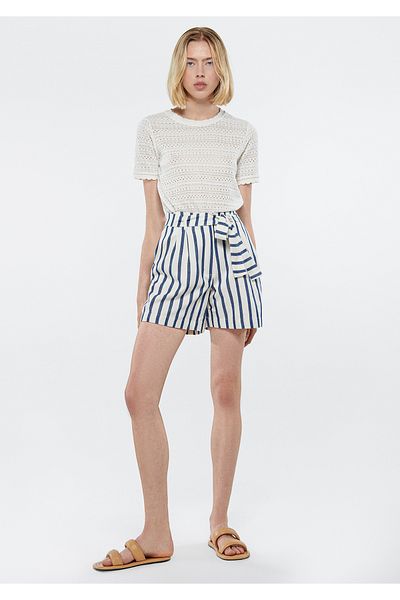 Mavi 1410100-84544 Model Navy Blue Striped Shorts