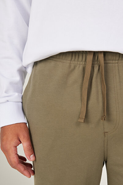 AC&Co / Altınyıldız Classics Męskie spodnie joggery o standardowym kroju khaki, o regularnym kroju, z wiązaniem w talii i bocznymi kieszeniami