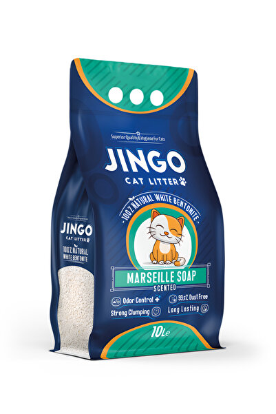 Jingo Marsilya Sabun Kokulu Ince Taneli Topaklanan Tozsuz Premium Kedi Kumu 1...