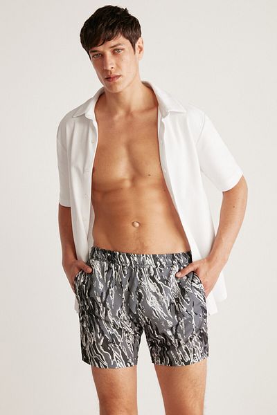 GRIMELANGE Laredo Men's Lined 3 Pocket Water Repellent Fabric Swim Shorts