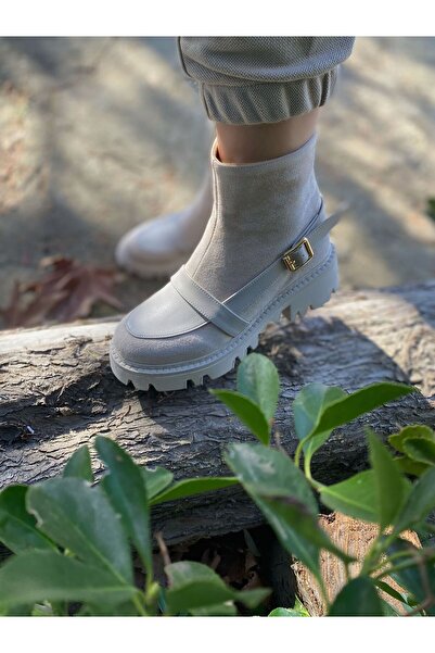 TRODONS Moda olan Hem Cilt Hem Süet Malzemeden Üretilen Tokalı Yüksek Taban K...