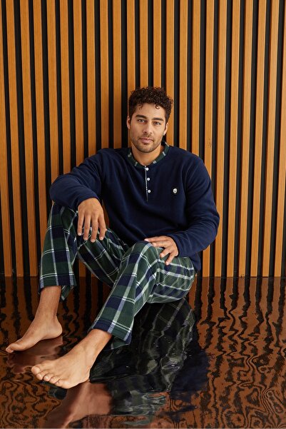 Pijamoni Tissue Ekose Polar Erkek Pijama Takımı