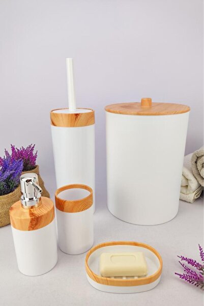 Digithome Mailine 5 Piece Wooden Look Bathroom Set White – Ckr3194 C320.025