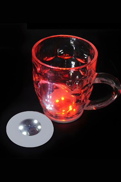 Hazar Led Yuvarlak Beyaz Led Işıklı Bardak Altlığı Düğün Parti Bardak Altlığı...