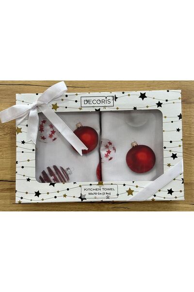 ebruceyizevi Pamuklu Kutuda Yılbaşı Desenli 2'li Mutfak Peçetesi 50X70