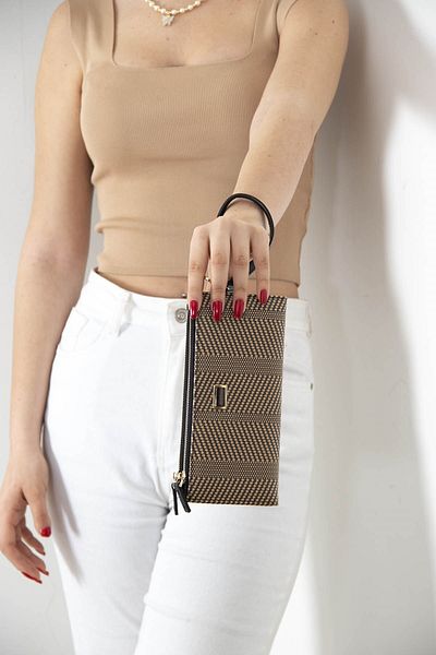 Silver Polo Сребърен и поло орех - черен дамски портфейл и картодържател SP1046