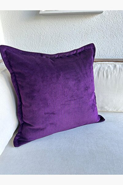 Bc Home Mor Corduroy Kare Kırlent Kılıfı Fitilli Kadife 43 x 43 cm , İskandin...