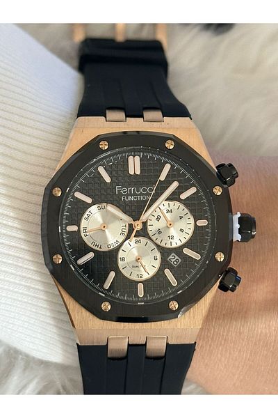 Ferrucci Fc14345.05 Black Color Steel Cord 3 Atm Waterproof Function Men's Wristwatch