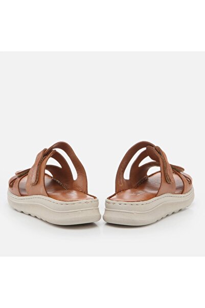 Hotiç Genuine Leather Tan Women's Slippers