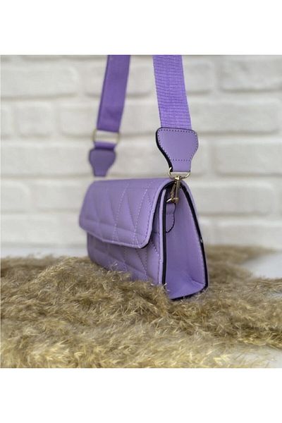 PurpleART Geantă de umăr încrucișată cu curea coloană reglabilă matlasată liliac