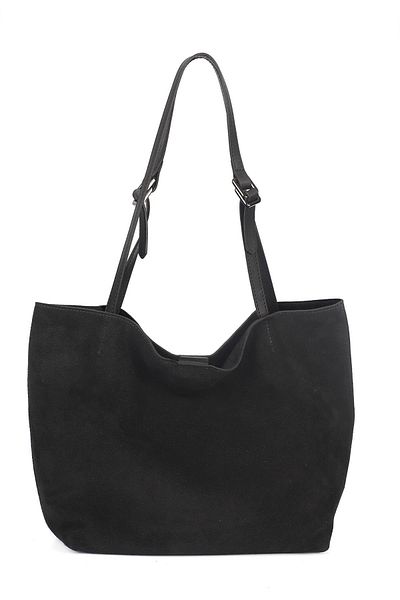 Ysmn Genuine Suede Leather Double Handle Wide Women's Shoulder Bag YC012035HSD