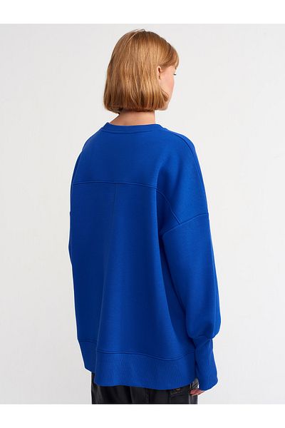 Dilvin 40111 Oversize Sweatshirt-Sax