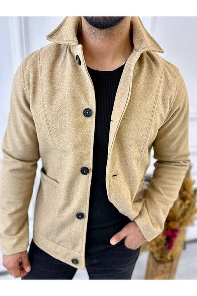 elkumoda Παλτό Stamp Ιταλικό γιακά Stamp Coat με κουμπιά Stamp Jacket