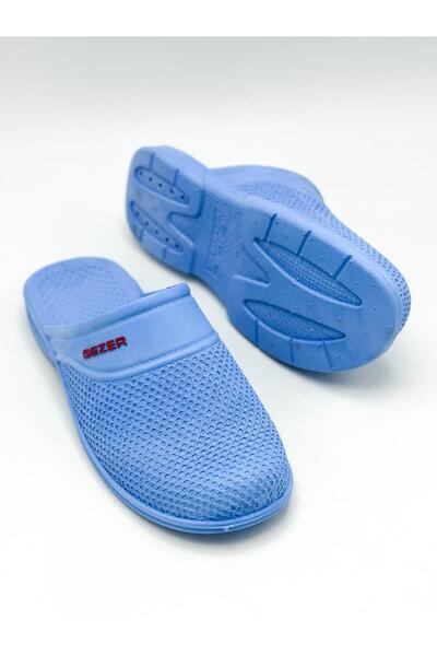 sermoda Burnu Kapalı Kaymaz Erkek Terlik Banyo Lavabo Tuvalet Terlik 09601 Mavi