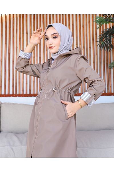 MSK Fashion Καμπαρντίνα με ριγέ χρώματος βιζόν