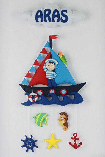 Renkli Hayallerim Aras İsimli Denizci Bebek ve Hastane Odası Kapı Süsü