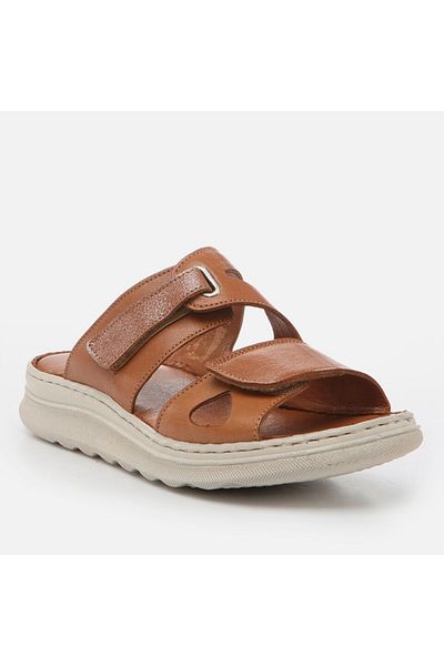 Hotiç Genuine Leather Tan Women's Slippers