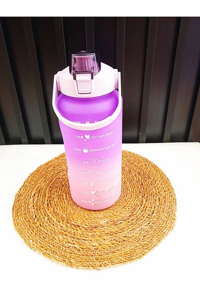 Life For You Water Bottle 2-Piece Motivational Water Bottle 2lt+900ml Gym Water Bottle with Baby Sticker Decorated