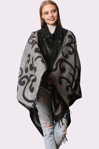 Forum Fashion P001 Keel Patterned Jacquard Poncho