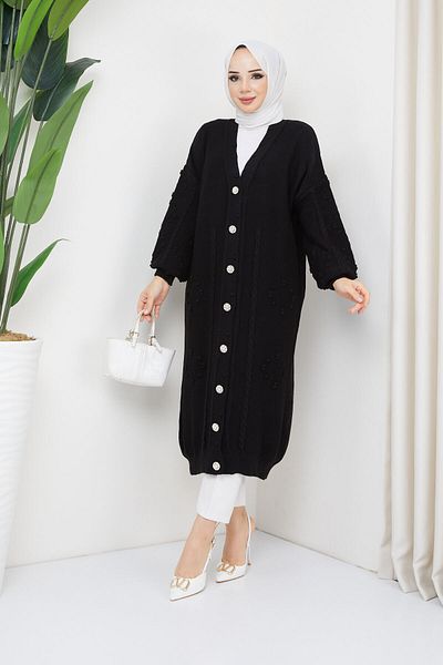 Pamuk Butik Γυναικεία Πλεκτή Ζακέτα με Πλεκτό Μοτίβο με Κουμπιά