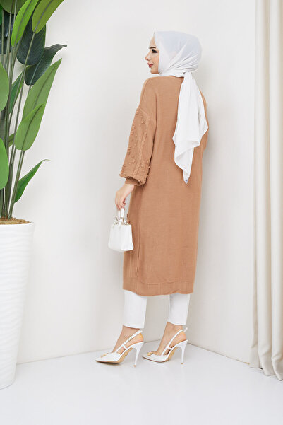 Pamuk Butik Γυναικεία Πλεκτή Ζακέτα με Πλεκτό Μοτίβο με Κουμπιά