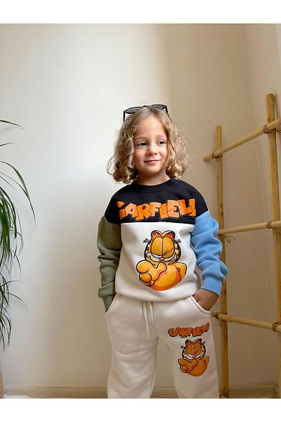 WİKİBOOM boy garfield tracksuit 3pip hoodie
