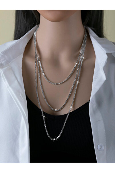 muptejewelry 3 صفوف الزركون حجر المختنق قلادة