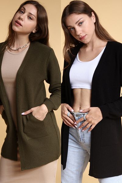 Devinka Women's Khaki-Black 2-Pack Seasonal Knitwear Cardigan