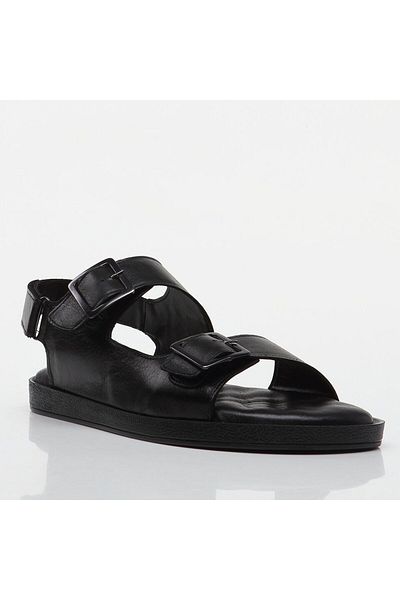 Hotiç Schwarze Herrensandalen aus echtem Leder