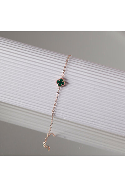 byess 925 Ayar Gümüş Yeşil Taşlı Van Cleef Bileklik