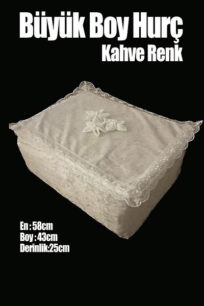 Çt Çeyizci Tekstil Голяма единична чанта за съхранение на зестра с цветя, Кадифена единична чанта за съхранение на зестра с дантела, Чанта за съхранение с голям размер
