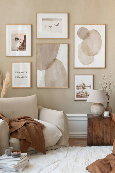 Artavessa 6 Parça Ahşap Çerçeve Görünümlü Mdf Tablo Seti