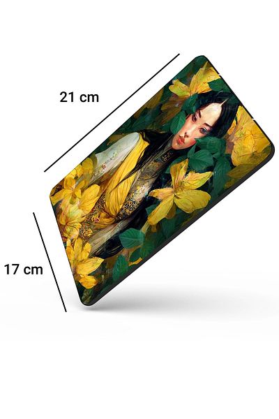 SonicTouch لوحة ماوس/وسادة ألعاب غير قابلة للانزلاق من Japan Forest Fairy باللون الأصفر والأخضر مقاس 17 × 21 سم