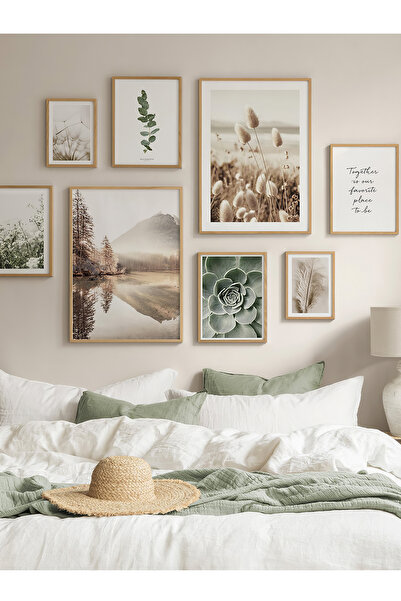 Artavessa 8 Parça Ahşap Çerçeve Görünümlü Mdf Tablo Seti