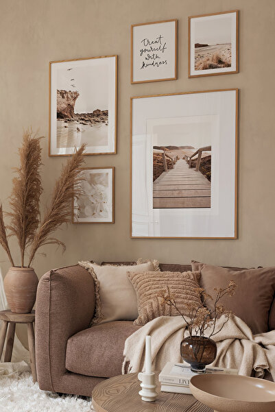 Artavessa 5 Parça Ahşap Çerçeve Görünümlü Mdf Tablo Seti