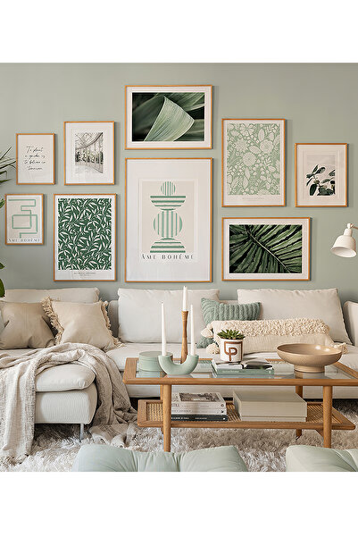 Artavessa 9 Parça Ahşap Çerçeve Görünümlü Mdf Tablo Seti