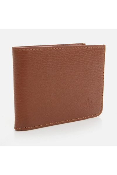 Hotiç Светлокафяв мъжки портфейл от естествена кожа