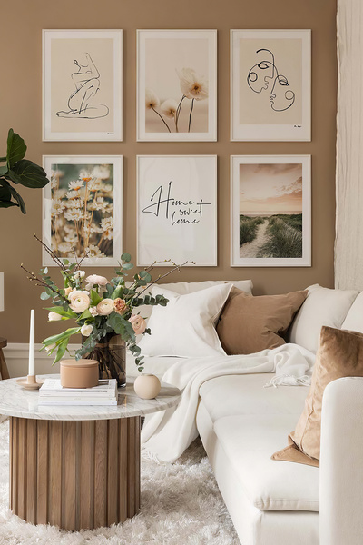 Artavessa 6 Parça Ahşap Çerçeve Görünümlü Mdf Tablo Seti