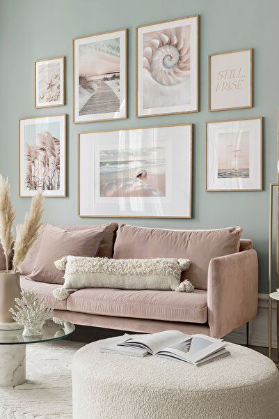 Artavessa 7 Parça Ahşap Çerçeve Görünümlü Mdf Tablo Seti