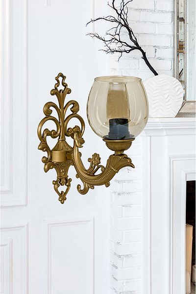 DEDE SINGLE TOLD SAVA SCONCE WITH HONEY COLOR GLASS