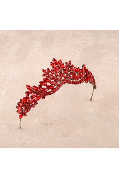 Hayalperest boncuk Women's Henna Wedding Crown, Crystal Stone Bridal Crown, Princess Crown, Bachelorette Party Crown Red