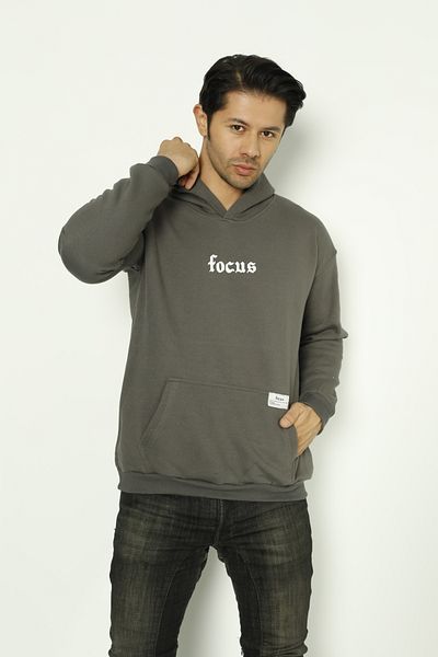 Focus Oversize Φούτερ με στάμπα Focus Oversize με κουκούλα