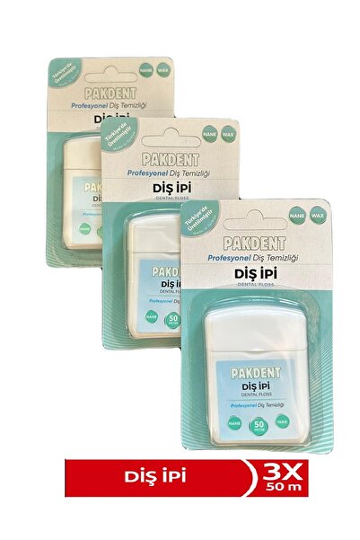 PAKDENT Diş Ipi 50 Metre 3'lü Naneli