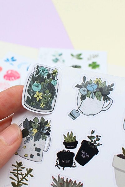 Mona Craftist 78 Adet Yaprak Sticker Seti Bullet Journal Çiçek Sticker Doğa S...