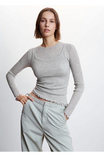 MANGO Woman Συνδυασμός T-Shirt Μπλούζα