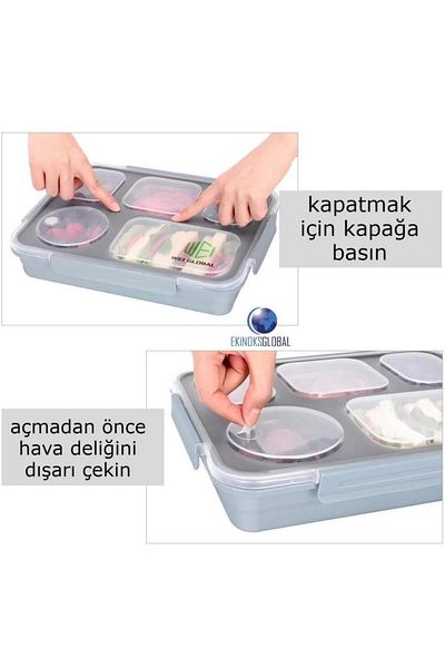 Backpacker 1600ml Light Blue Leak Proof Food Container - 5 Compartments